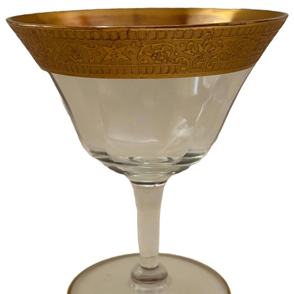 Vintage Mid Century Tiffin Franciscan Rambler Rose Gold Champagne Sherbet Coupes